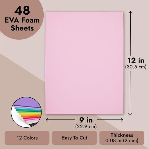 48 Pack Multicolored 2mm EVA Foam Paper Sheets for DIY Cosplay, Costumes, Arts and Crafts Projects (9x12 in) in Saudi Arabia
