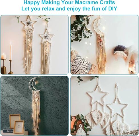 مجموعة Hdviai 121 قطعة من Macrame، لوازم Macrame 3 مم × 109 ياردة لمجموعات Macrame للبالغين المبتدئين، مع ملحقات مثل 100 قطعة من الخرز و10 قطع من الحلقات الخشبية لمجموعة شماعات نبات Macrame in Kuwait