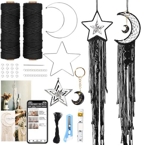 مجموعة Hdviai 121 قطعة من Macrame، لوازم Macrame 3 مم × 109 ياردة لمجموعات Macrame للبالغين المبتدئين، مع ملحقات مثل 100 قطعة من الخرز و10 قطع من الحلقات الخشبية لمجموعة شماعات نبات Macrame in Kuwait