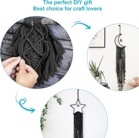 مجموعة Hdviai 121 قطعة من Macrame، لوازم Macrame 3 مم × 109 ياردة لمجموعات Macrame للبالغين المبتدئين، مع ملحقات مثل 100 قطعة من الخرز و10 قطع من الحلقات الخشبية لمجموعة شماعات نبات Macrame in Kuwait