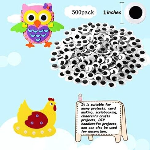 JULMELON 500 Pcs Adhesive Googly Eyes Wiggle Eyes for Crafts in Kuwait
