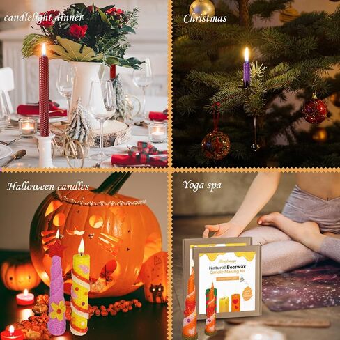 Bingfuego Beeswax Candle Making Kit for kids-12 Beeswax Sheets for Candle Making Rolling Kits, Natural Beeswax Candle Making Kit (Bright Color, 8 x 8 inch) in Kuwait