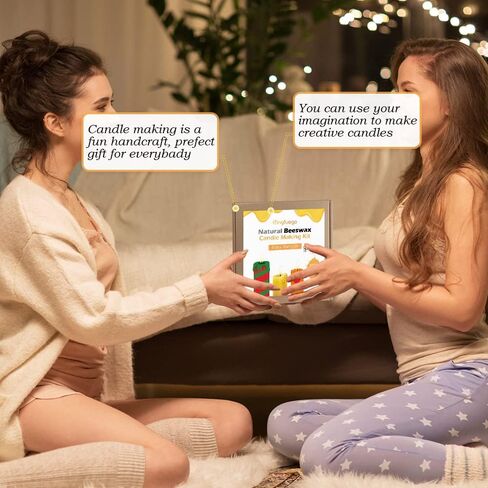 Bingfuego Beeswax Candle Making Kit for kids-12 Beeswax Sheets for Candle Making Rolling Kits, Natural Beeswax Candle Making Kit (Bright Color, 8 x 8 inch) in Kuwait