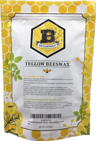 Beesworks حبيبات شمع العسل الصفراء (1 رطل) | نقي 100%، درجة مستحضرات التجميل، شمع العسل المصفى ثلاثيًا للعناية بالبشرة، ومرطب الشفاه، والغسول، وصناعة الشموع. in Kuwait