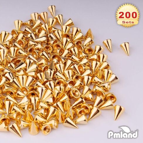 PMLAND 200 Sets/Pairs 9.5mm Silver Cone Spikes Screwback Studs DIY Craft Cool Rivets Punk in Kuwait