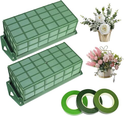 Floral Foam Cage, 2 PCS Foam Cage Flower Holder Floral Cage, Floral Foam Cage for Artificial Flower with 3 Green Handmade Tape for Fresh Flower Arrangement Decoration & Wedding Holiday Decorations in Kuwait