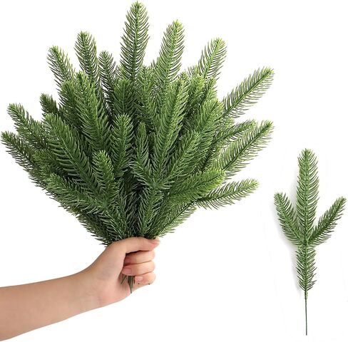 FUTERLY فروع الصنوبر الاصطناعي النباتات الخضراء إبر الصنوبر DIY الحرف شجرة عيد الميلاد يختار لإكليل إكليل دائم الخضرة ديكور عيد الميلاد (ندفة الثلج) in Kuwait