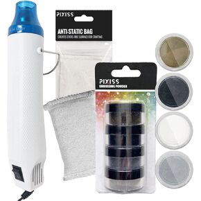 Pixiss Heat Tool Embossing Heat Gun for Crafts, Embossing Arts, Candles, Shrink Wrap. 4 Embossing Powders, Anti-Static Embossing Pad in Saudi Arabia