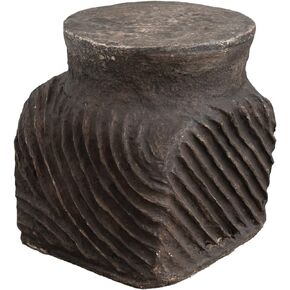 Creative Co-Op Handmade Paper Mache Stool, Distressed Black Finish Furniture Tables, 13" L x 13" W x 16" H in Kuwait