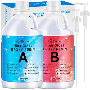 JDiction Epoxy Resin Clear High Gloss Epoxy Resin, Maximum 1.5 Inch Deep Pour 1 Gallon Casting Resin for Jewelry Making, Table Top, Wood and Mold Crafts