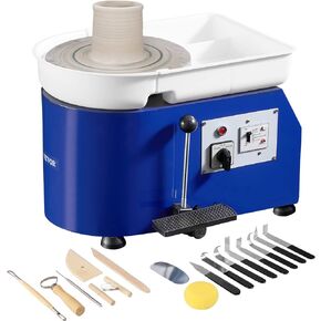 عجلة الفخار VEVOR، آلة تشكيل عجلة السيراميك 11 بوصة، مقبض سرعة 0-300 دورة في الدقيقة قابل للتعديل والتحكم في دواسة القدم، ABS قابل للفصل حوض النحت أداة مجموعة ملحقات المئزر للعمل الفني الحرفية DIY 350W in Kuwait