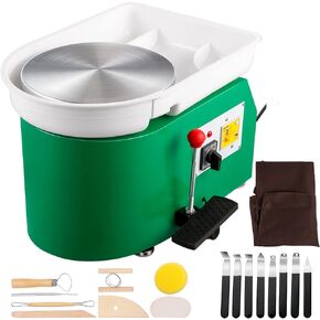 VEVOR Forming Machine Pottery Wheel, Manual & Foot Speed Control, Green 18 Piece