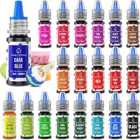 20 Colors Bath Bomb Soap Dye - Wayin Liquid Based Soap Colorant, Food Grade Coloring, Skin Safe, Vibrant Neon Soap Coloring for Soap Making DIY, Bath Bomb Supplies Kits, Bath Salt Crafting, Slime Dye in Kuwait