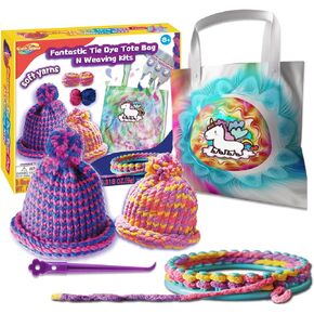 Weaving Loom Kit, Knitting for Beginners, Make Your Own Knitting Hat & Tie Dye Tote Bag, Weaving Round Loom for Kids, Crafts for Girls 8-12, Christmas Crafts for Teens, Teen Christmas Gifts in Kuwait