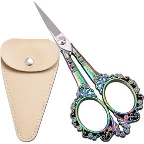 Sewing Sharp Embroidery Threading Scissors with Cover for Craft Art work Needlework Yarn Fabric Precision Detail Paper Cutting Tools, 4.5in Blue Shears