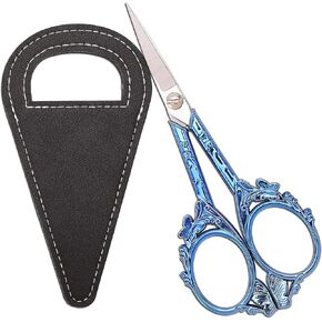 Sewing Embroidery Scissors with Sheath, 4.7in Sharp Tip Craft Crochet Scissor for Needlework Cross Stitch Threading Handicraft DIY Tool, Cute Blue Butterfly Shears