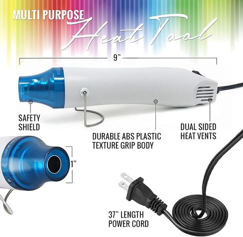 Pixiss Heat Tool Embossing Heat Gun for Crafts, Embossing Arts, Candles, Shrink Wrap. 4 Embossing Powders, Anti-Static Embossing Pad in Saudi Arabia
