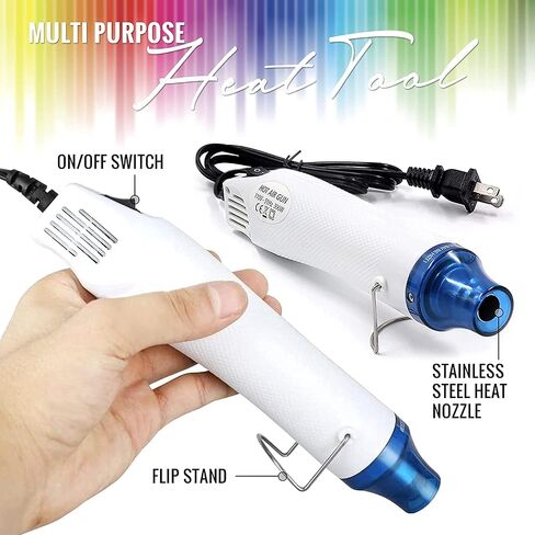 Pixiss Heat Tool Embossing Heat Gun for Crafts, Embossing Arts, Candles, Shrink Wrap. 4 Embossing Powders, Anti-Static Embossing Pad in Saudi Arabia