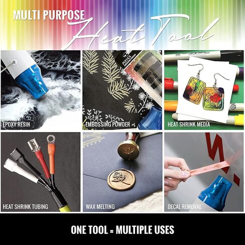 Pixiss Heat Tool Embossing Heat Gun for Crafts, Embossing Arts, Candles, Shrink Wrap. 4 Embossing Powders, Anti-Static Embossing Pad in Saudi Arabia