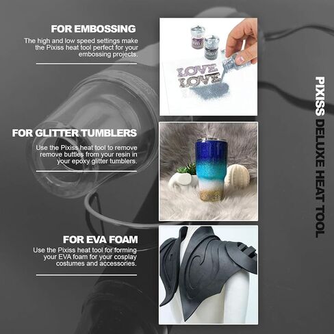 Pixiss Heat Tool Embossing Heat Gun for Crafts, Embossing Arts, Candles, Shrink Wrap. 4 Embossing Powders, Anti-Static Embossing Pad in Saudi Arabia