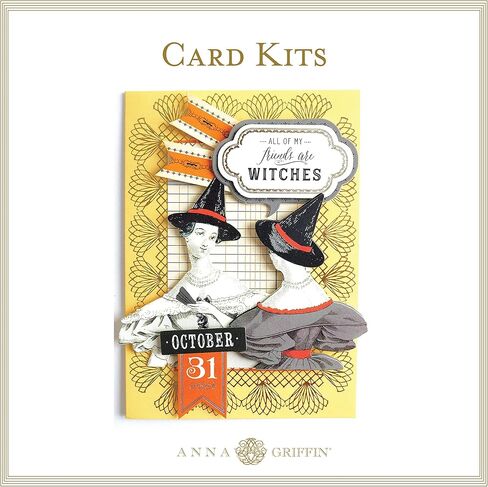 انا جريفين مجموعة صنع بطاقات الساحرة - مجموعة صنع بطاقات معايدة يدوية الصنع بطابع ساحرة الهالوين مع قطع مصبوبة وملصقات المشاعر وطبقات بطاقات وحشوات وأوراق تخزين - مشاريع حرفية للبالغين والاطفال in Kuwait