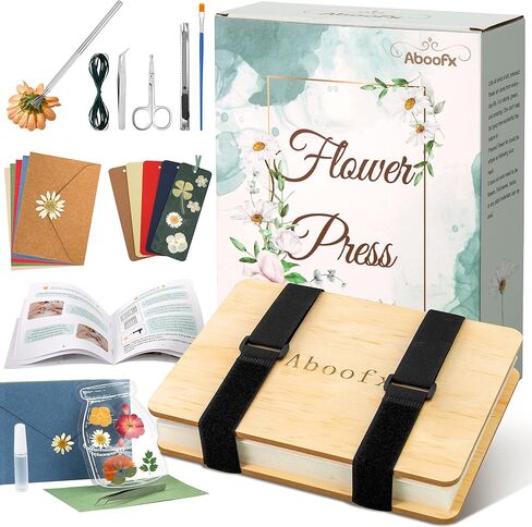 Aboofx Flower Press Kit, Large Wooden Flower Pressing Kit for Adults Kids, 6 Layers 6.3 x 8.3 Inch Flower Press Leaf Pressing Kit to Making Dried Plants, DIY Flower Preservation Kit Crafts in Kuwait