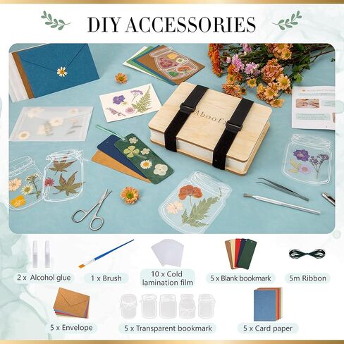 Aboofx Flower Press Kit, Large Wooden Flower Pressing Kit for Adults Kids, 6 Layers 6.3 x 8.3 Inch Flower Press Leaf Pressing Kit to Making Dried Plants, DIY Flower Preservation Kit Crafts in Kuwait