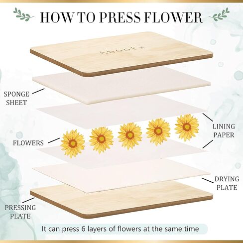 Aboofx Flower Press Kit, Large Wooden Flower Pressing Kit for Adults Kids, 6 Layers 6.3 x 8.3 Inch Flower Press Leaf Pressing Kit to Making Dried Plants, DIY Flower Preservation Kit Crafts in Kuwait