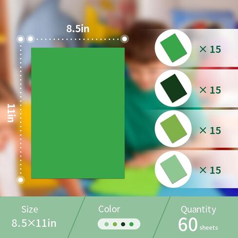 Wpxmer 60 Pack Green Cardstock 8.5 x 11 inches Green Construction Paper, Thick Paper Cover Card Stock for DIY Crafts Supplies in Kuwait