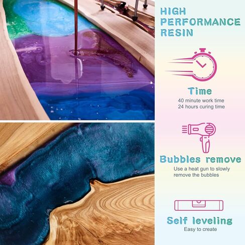 مجموعة راتنجات الإيبوكسي، 1000 مل/35.2 أونصة كريستال راتنجات الإيبوكسي الشفاف، مزيج سهل بنسبة 1:1 من راتنجات الإيبوكسي والمقوي مع كوب قياس، وقطارة، وعصي خشبية، وقفازات لصنع المجوهرات، والفنون، والديكور الحرفي in Kuwait