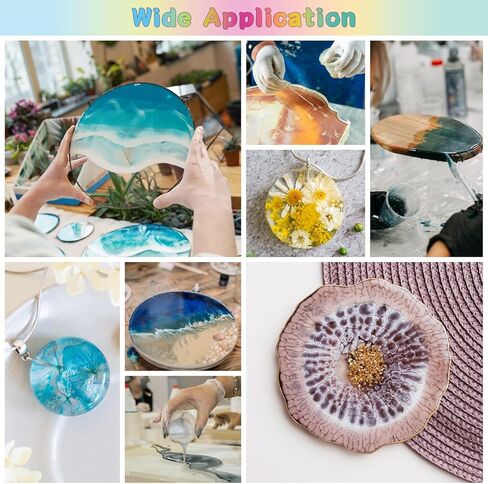 مجموعة راتنجات الإيبوكسي، 1000 مل/35.2 أونصة كريستال راتنجات الإيبوكسي الشفاف، مزيج سهل بنسبة 1:1 من راتنجات الإيبوكسي والمقوي مع كوب قياس، وقطارة، وعصي خشبية، وقفازات لصنع المجوهرات، والفنون، والديكور الحرفي in Kuwait