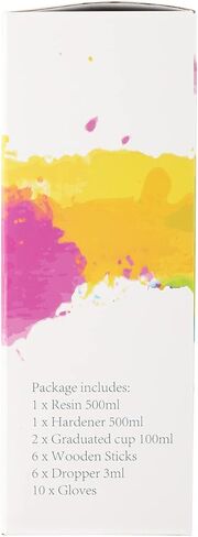 مجموعة راتنجات الإيبوكسي، 1000 مل/35.2 أونصة كريستال راتنجات الإيبوكسي الشفاف، مزيج سهل بنسبة 1:1 من راتنجات الإيبوكسي والمقوي مع كوب قياس، وقطارة، وعصي خشبية، وقفازات لصنع المجوهرات، والفنون، والديكور الحرفي in Kuwait