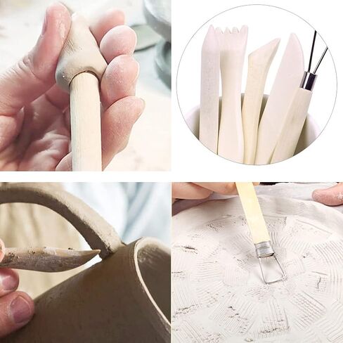 Clay Tools,19 PCS DIY Sculpting Set Ceramics Polymer Clay kit for Pottery Modeling, Carving,Smoothing & Measuring for Beginner in Kuwait