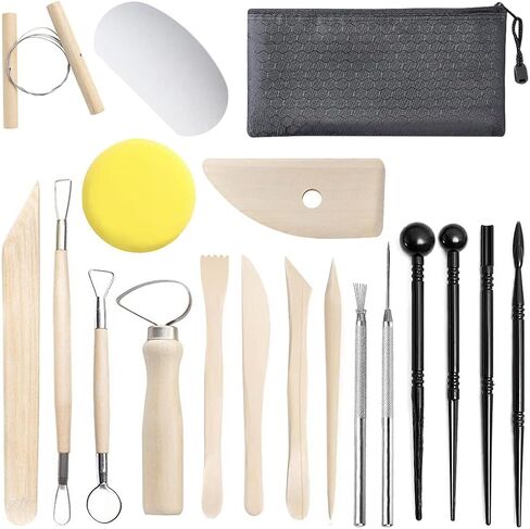 Clay Tools,19 PCS DIY Sculpting Set Ceramics Polymer Clay kit for Pottery Modeling, Carving,Smoothing & Measuring for Beginner in Kuwait