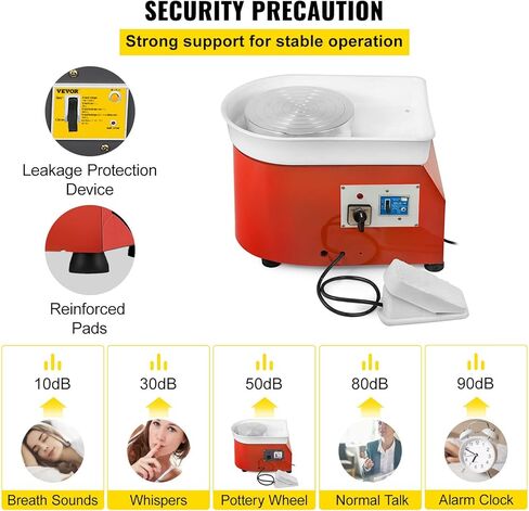 عجلة الفخار VEVOR، آلة تشكيل عجلة السيراميك 11 بوصة، مقبض سرعة 0-300 دورة في الدقيقة قابل للتعديل والتحكم في دواسة القدم، ABS قابل للفصل حوض النحت أداة مجموعة ملحقات المئزر للعمل الفني الحرفية DIY 350W in Kuwait