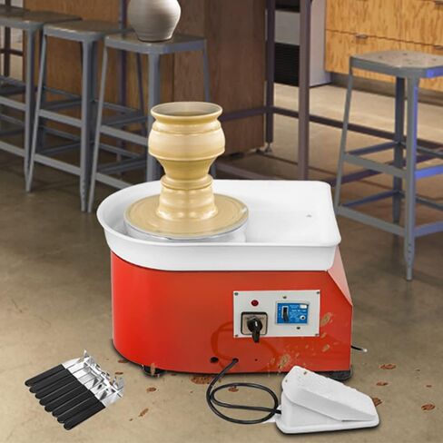 عجلة الفخار VEVOR، آلة تشكيل عجلة السيراميك 11 بوصة، مقبض سرعة 0-300 دورة في الدقيقة قابل للتعديل والتحكم في دواسة القدم، ABS قابل للفصل حوض النحت أداة مجموعة ملحقات المئزر للعمل الفني الحرفية DIY 350W in Kuwait