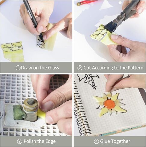 16 قطعة من صفائح الزجاج الملون 4 انش × 6 انش، زجاج كاتدرائية غير شفاف مختلط، صفائح زجاج فسيفساء مع فوم لضمان السلامة، اوراق زجاجية بالوان زاهية لمحبي الزجاج والحرف اليدوية وديكور المنزل (16 لون) in Kuwait