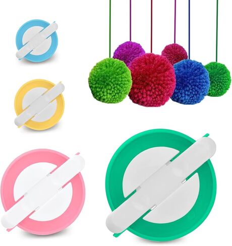 صانع بوم بوم sxlaonanhai، 4 أحجام من صانعات بوم بوم لآلة الحياكة اليدوية وإبر الكروشيه وإكسسوارات مجموعة أدوات الديكور، لفافة كرات الغزل للأطفال والكبار in Kuwait