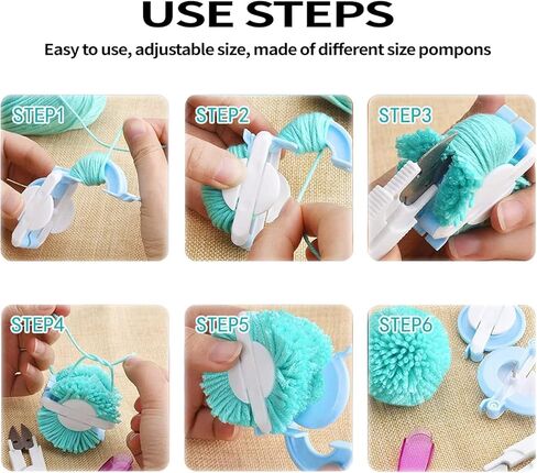 صانع بوم بوم sxlaonanhai، 4 أحجام من صانعات بوم بوم لآلة الحياكة اليدوية وإبر الكروشيه وإكسسوارات مجموعة أدوات الديكور، لفافة كرات الغزل للأطفال والكبار in Kuwait