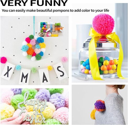 صانع بوم بوم sxlaonanhai، 4 أحجام من صانعات بوم بوم لآلة الحياكة اليدوية وإبر الكروشيه وإكسسوارات مجموعة أدوات الديكور، لفافة كرات الغزل للأطفال والكبار in Kuwait