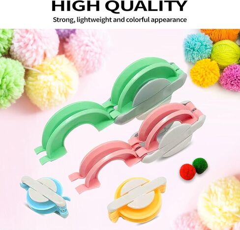 صانع بوم بوم sxlaonanhai، 4 أحجام من صانعات بوم بوم لآلة الحياكة اليدوية وإبر الكروشيه وإكسسوارات مجموعة أدوات الديكور، لفافة كرات الغزل للأطفال والكبار in Kuwait