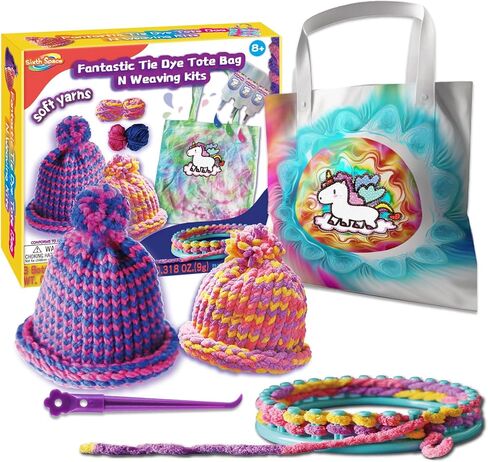Weaving Loom Kit, Knitting for Beginners, Make Your Own Knitting Hat & Tie Dye Tote Bag, Weaving Round Loom for Kids, Crafts for Girls 8-12, Christmas Crafts for Teens, Teen Christmas Gifts in Kuwait