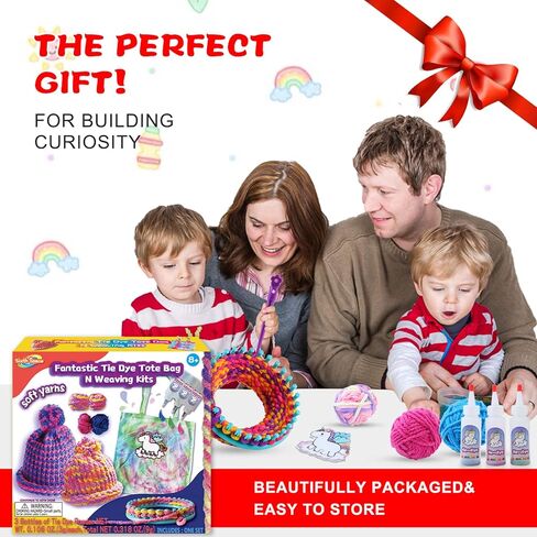 Weaving Loom Kit, Knitting for Beginners, Make Your Own Knitting Hat & Tie Dye Tote Bag, Weaving Round Loom for Kids, Crafts for Girls 8-12, Christmas Crafts for Teens, Teen Christmas Gifts in Kuwait