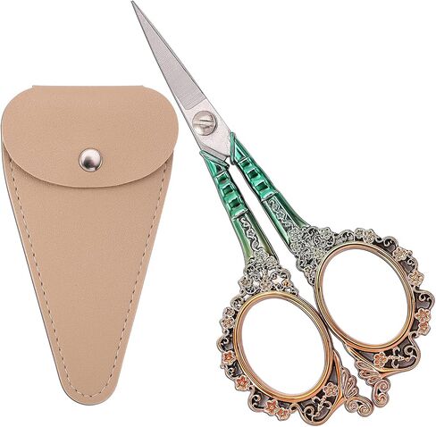 Sewing Sharp Embroidery Threading Scissors with Cover for Craft Art work Needlework Yarn Fabric Precision Detail Paper Cutting Tools, 4.5in Blue Shears in Kuwait