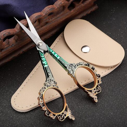 Sewing Sharp Embroidery Threading Scissors with Cover for Craft Art work Needlework Yarn Fabric Precision Detail Paper Cutting Tools, 4.5in Blue Shears in Kuwait
