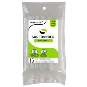 Surebonder Clear Cool Shot Ultra Low-Temp 4-Inch Mini Hot Glue Sticks for Foam, Fabric, Balloons - Use with Cool Shot Glue Gun - 15 Pack in Saudi Arabia