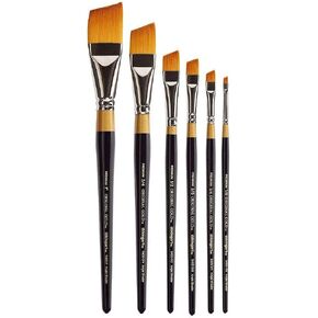 KINGART Premium Original Gold 9400-1/4 Angular Shader Series Artist Brush, Golden Taklon Synthetic Hair, Short Handle, for Acrylic, Watercolor, Oil and Gouache Painting, Size 1/4" in Saudi Arabia