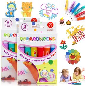 أقلام رسم فقاعات الفشار DIY من Grenben، أقلام منتفخة سحرية، أقلام منتفخة تعمل بالحرارة، قلم فقاعات منتفخ منتفخ ثلاثي الأبعاد آمن للفن، قلم طلاء ملون للفشار السحري للأطفال هدية عيد الميلاد (عبوتان) in Kuwait