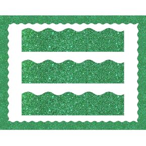Containlol 118 Ft Glitter Bulletin Board Borders, 120 Sheets Scalloped Classroom Border Trim for School Decor, St. Patrick’s Day, Back to School & Seasonal Displays(Blue) in Kuwait