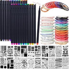 Scrapbooking Supplies Kit Scrapbook Tools and Supplies Journal Stencil Washi Tape and Journal Planner Pen for Journal Notebook Diary DIY Plastic Drawing Template(Style B) in Saudi Arabia